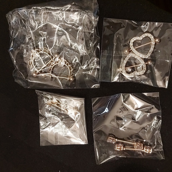 4 Pairs Women Papilla Studs Chic Shiny Breast Rings Body Piercing Jewelry - Picture 8 of 8